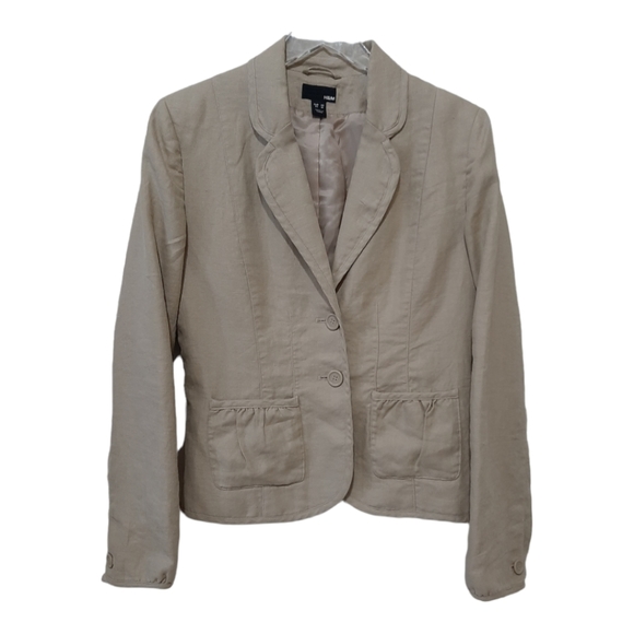 H&M Jackets & Blazers - H&M Khaki Tan Linen Blazer Size 10
